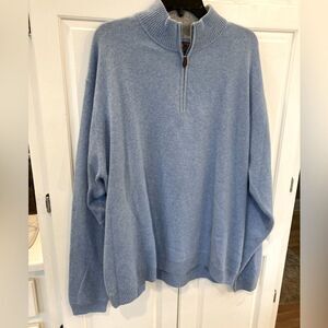 JWN Nordstroms 100% Cashmere Light Blue Half Zip Pullover Soft Men’s Sweater XL